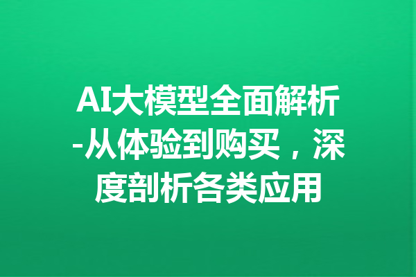 AI大模型全面解析-从体验到购买，深度剖析各类应用