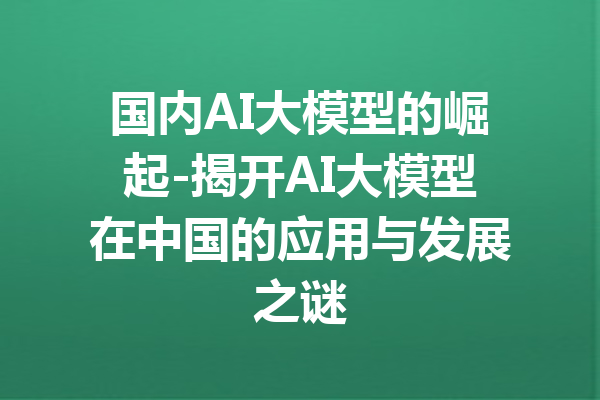 国内AI大模型的崛起-揭开AI大模型在中国的应用与发展之谜