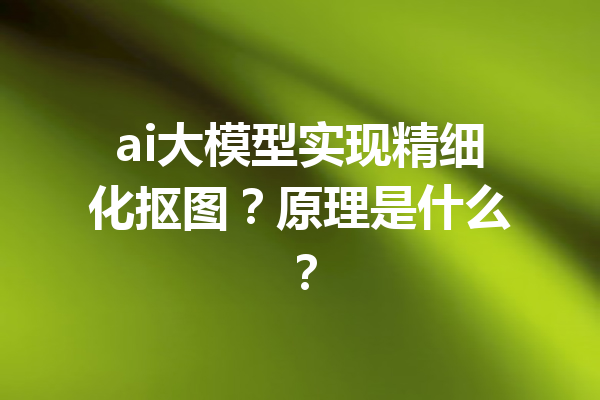 ai大模型实现精细化抠图？原理是什么？